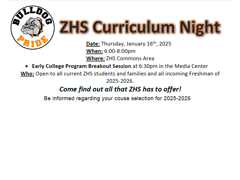 Join Us for ZHS Curriculum Night